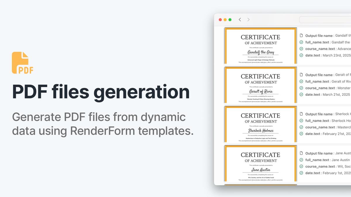 Generate PDF files from dynamic data Generate PDF files from dynamic data