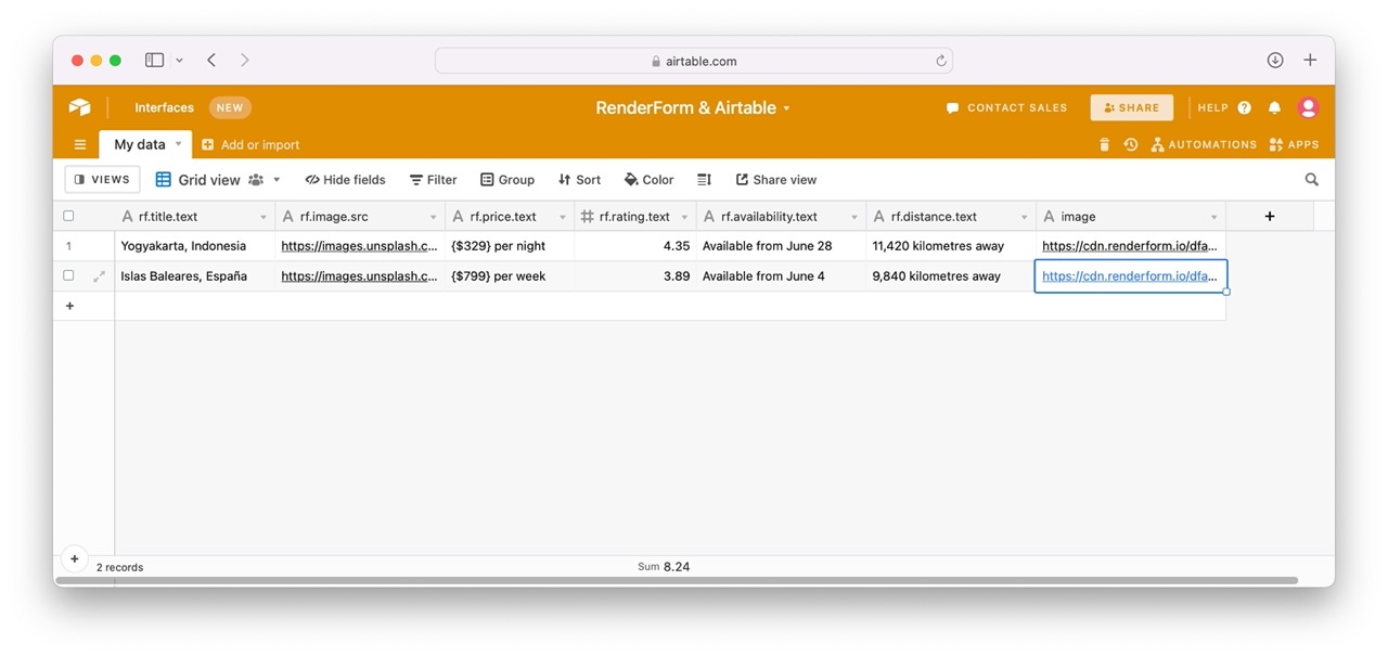 Airtable Records for Image Generation