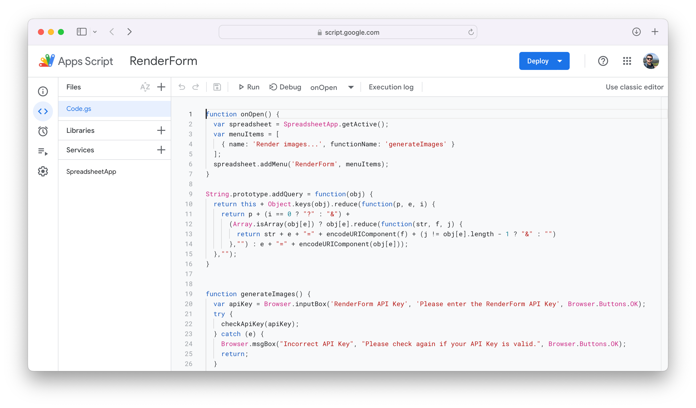 Paste image generation script to Google Apps