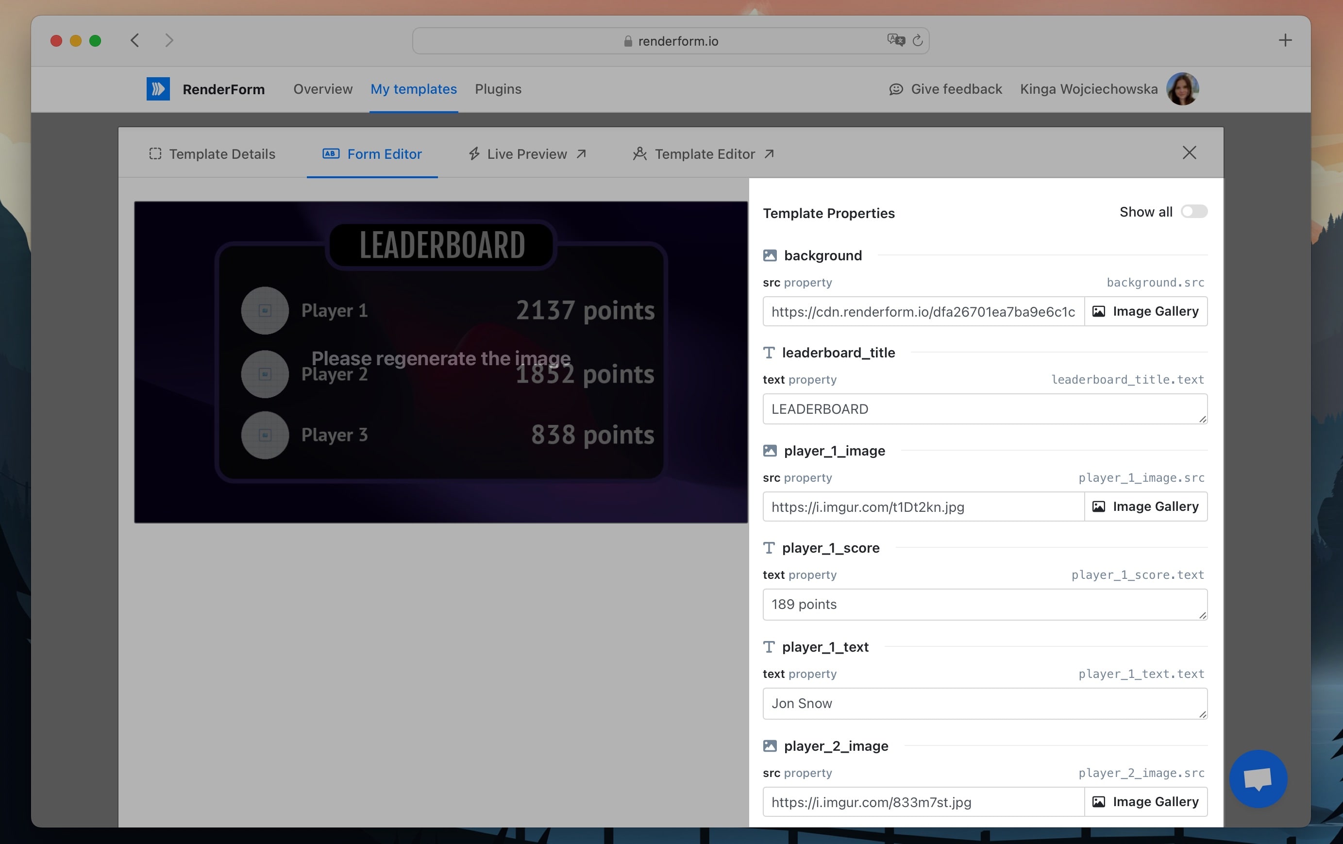 Leaderboard image preview