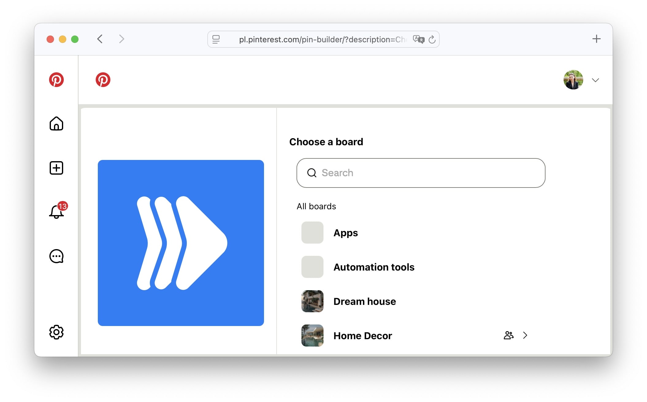 Share to Pinterest Example