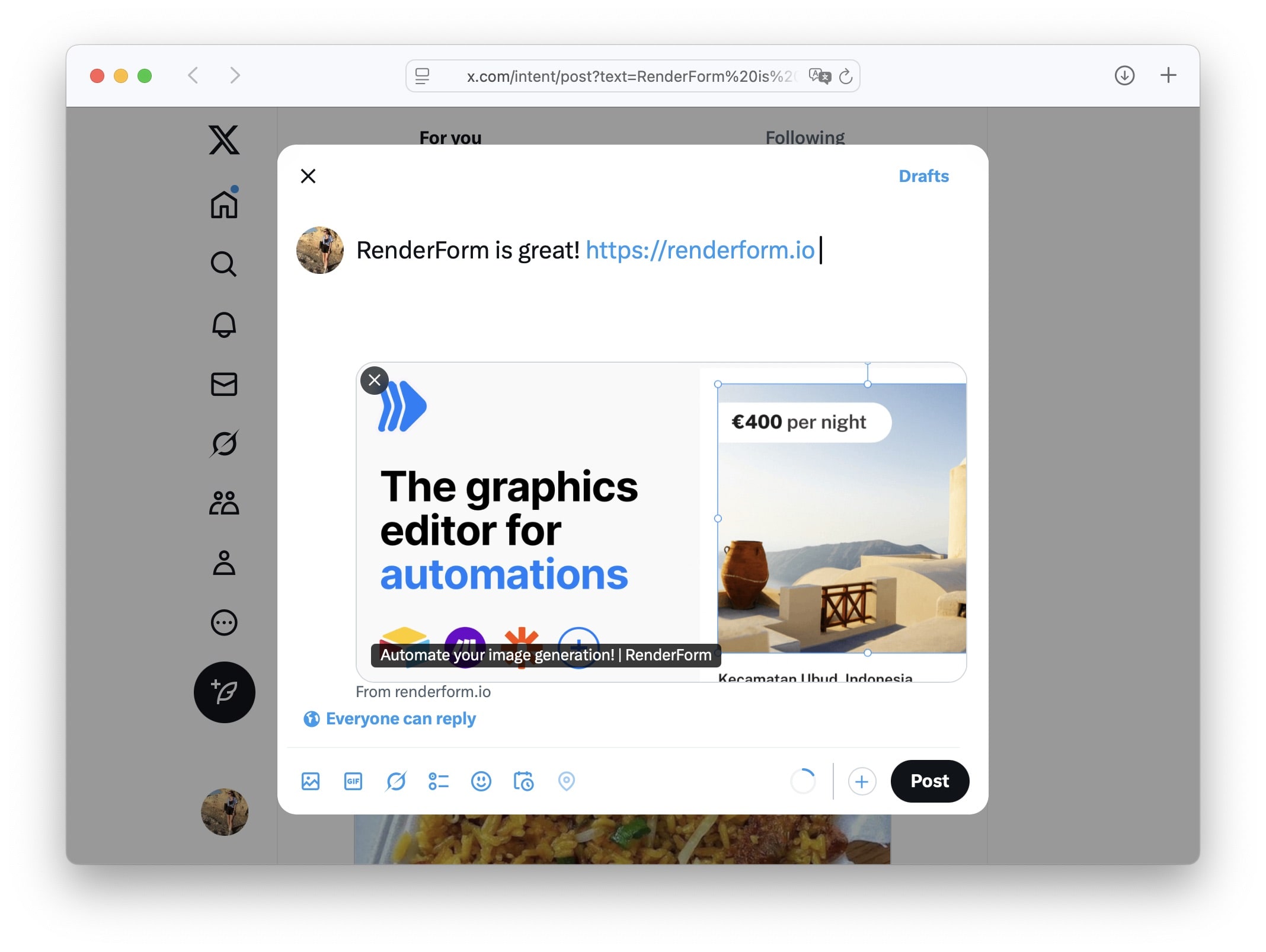 Share to Twitter Example