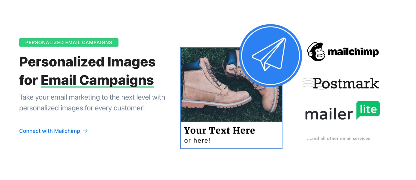 Website image and text component example from renderform.io