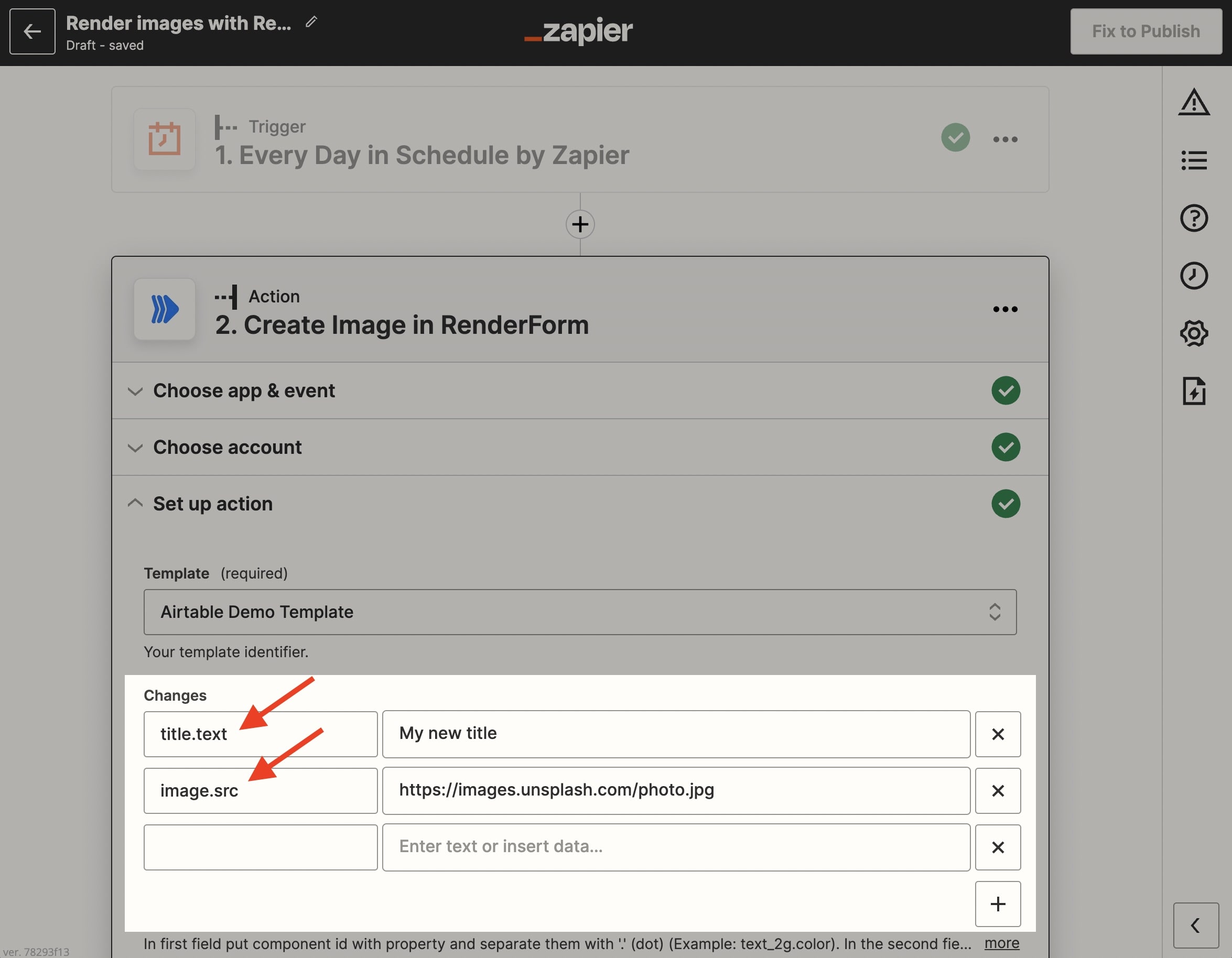 Render image with Zapier