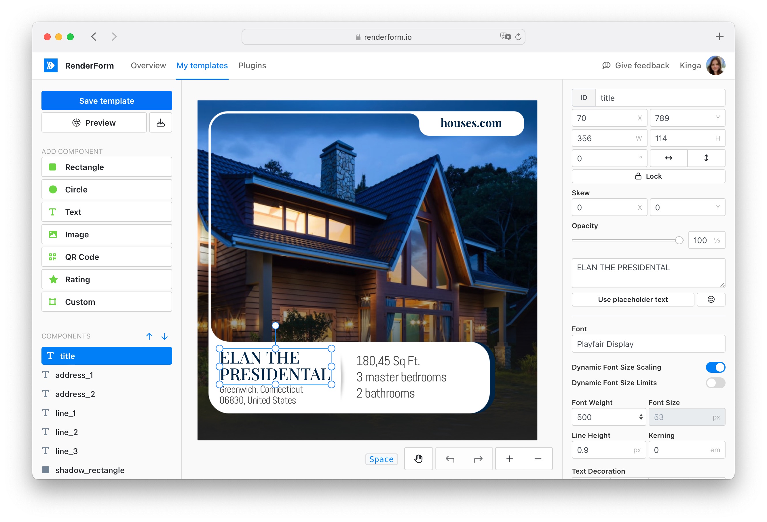Real estate image template